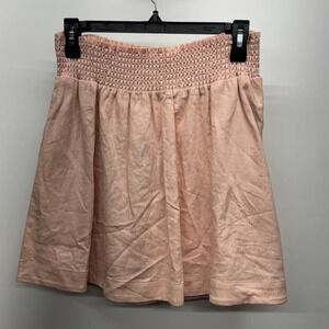 Open Edit Smocked Linen Pink Skirt